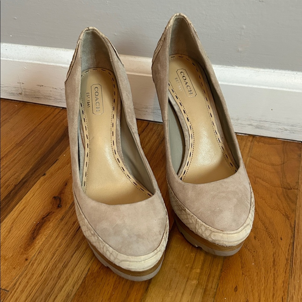 Coach Beige Platform Heels